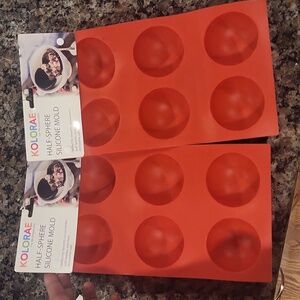 Kolorae Half-Sphere Silicone MOld lot of 2 new RED dishwasher safe  #KOL-0842